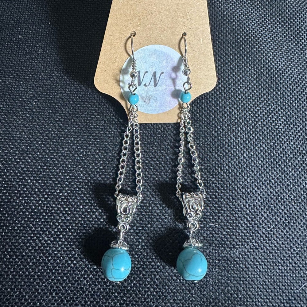Dangling Turquoise & Silver Earrings